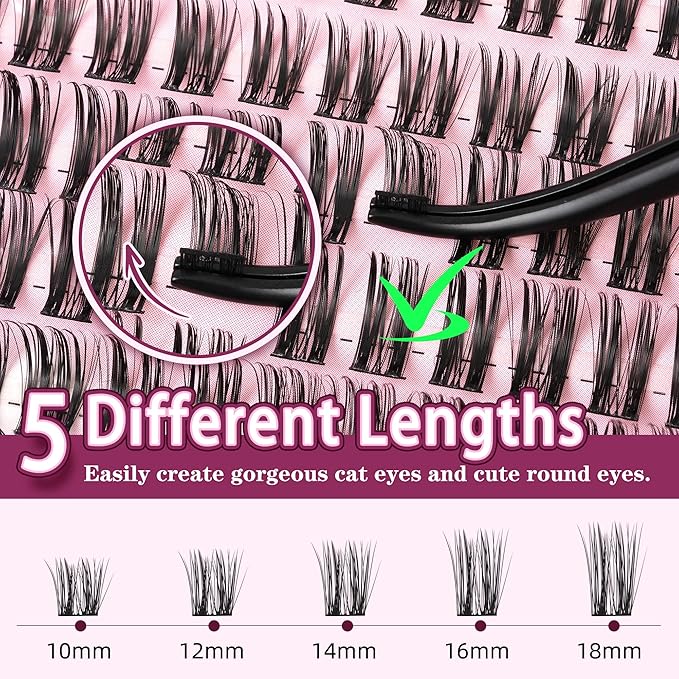 Lash Cluster Kit Wispy Waterproof Lash Extension Kit DIY at Home Lash Extensions (U15 Kit)