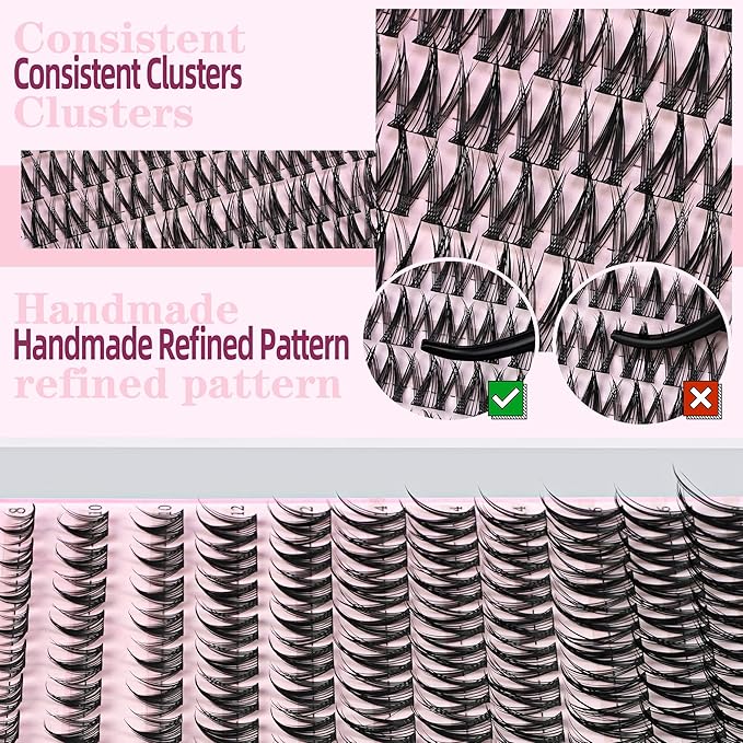 Lash Cluster 10-18mm Wispy Lash Clusters DIY Eyelash Extensions Individual Cluster Lashes (U12 Lashes Only,)