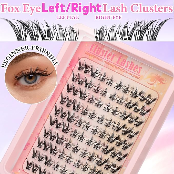 Gmagictobo Lash Clusters Manga Lash Clusters Kit Spiky Eyelash Clusters Natural Clear Band Fairy Lashes Pack Wet-Look C Curl Individual Lashes Clusters Lash Glue Lash Tweezers