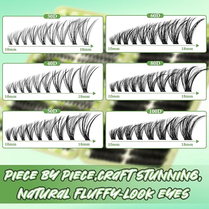 Gmagictobo Lash Clusters Cat Eye Lash Clusters Kit Volume DIY Individual Lashes Clusters Lash Extension Kit 530Pcs Thin Band Wispy Lash Clusters Lash Bond and Seal Lash Tweezers