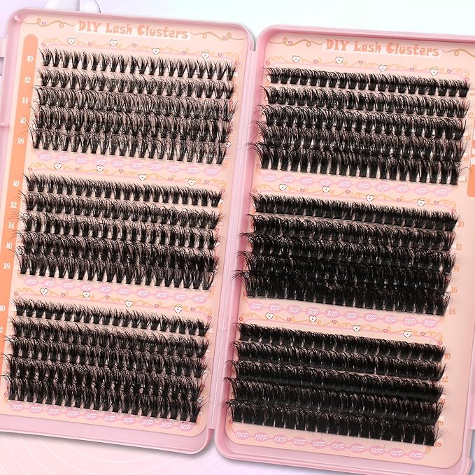 Gmagictobo Lash Clusters Kit Wispy Lash Clusters 595Pcs Individual Lashes Clusters Thin Band Lash Extension Kit Lash Glue and Lash Tweezers