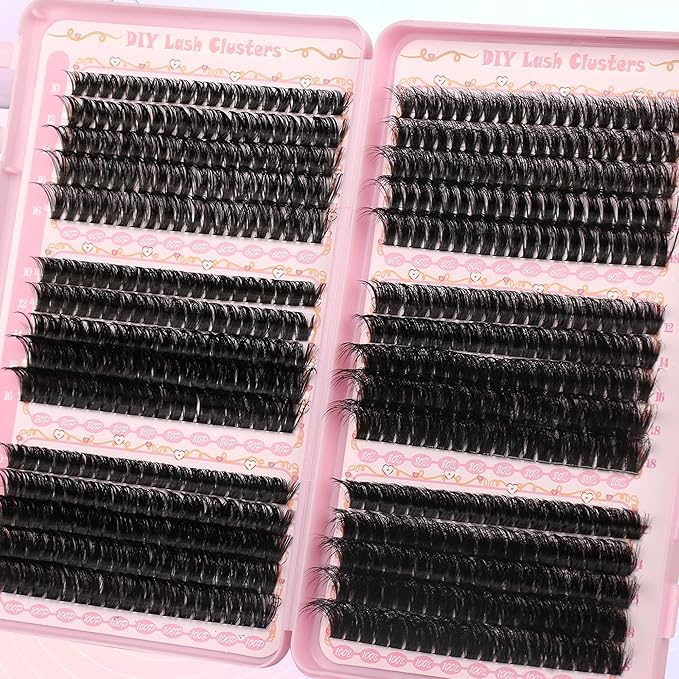 Gmagictobo Lash Clusters Volume Cluster Eyelash Extensions 590Pcs Eyelash Clusters DIY Lashes Clusters Lash Bond and Seal Lash Tweezers