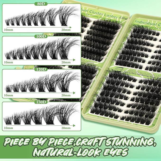 Gmagictobo Cat Eye Wispy Lash Clusters Kit 420Pcs DIY Individual Lashes Clusters Lash Bond and Seal Lash Tweezers