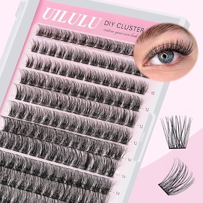 Lash Clusters D Curl Fluffy Clusters Lashes 0.07D 10-16 MIX 144 Eyelashes Individual Lashes Clusters DIY Lash Extensions at Home False Lashes Wide Band Natural Eye Lash Clusters(10-16mix)