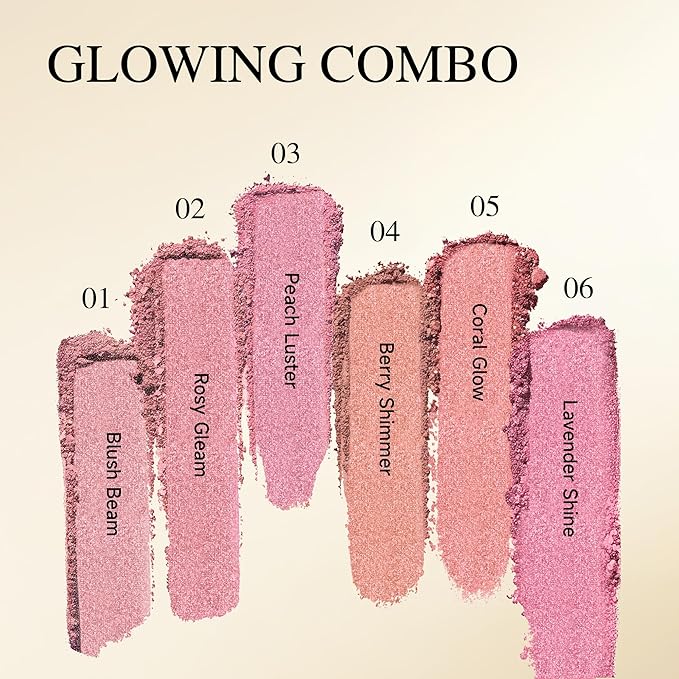 PHOFAY Luminous Blush Powder-Multi-Use Formula, Ultra-Fine & Smooth, Longer-Lasting Wear with Natural Luminous Glow (02#)
