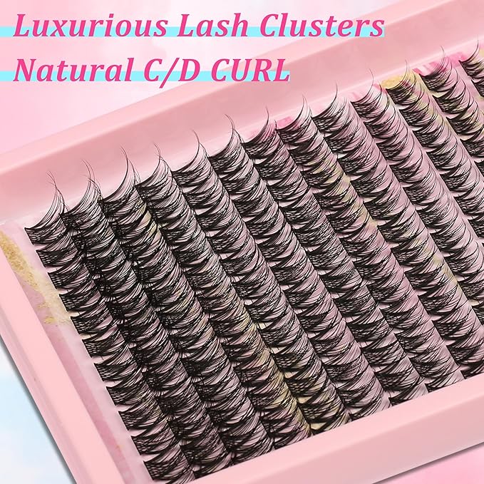 Gmagictobo Wispy Lash Clusters Kit Fairy Lashes Clusters 168Pcs 8-16mm Natural Lash Clusters Volume Lash Extension Kit Individual Lashes Lash Cluster Glue Lash Tweezers