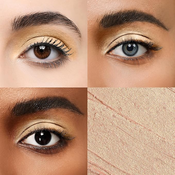 Longwear Cream Eye Shadow Sticks(06 Cognac Shimmer),Smudge-Proof, Waterproof Eyeshadow,Silky Formula Glitter With Makeup Brush, Bronze Eyeshadow Stick