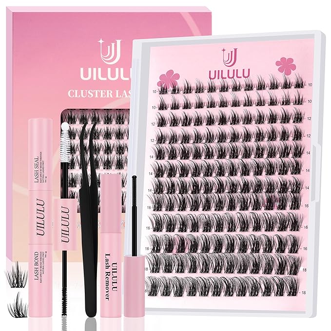 Lash Clusters kit 10-18mm DIY Lash Extension Kit 144 D Curl Lash Clusters 0.07D Wispy Individual Lashes Clusters False Eyelashes Eye Lash Extension Lash Kits Extensions Kit U06 Kit