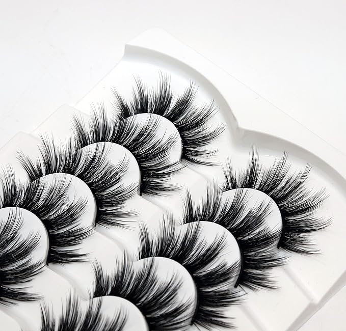 Veleasha False Eyelashes Wispy Faux Mink Lashes Fluffy Handmade Fake Eyelashes Natural Look 7 Pairs Pack Luxury Cat Eye Lashes (815)