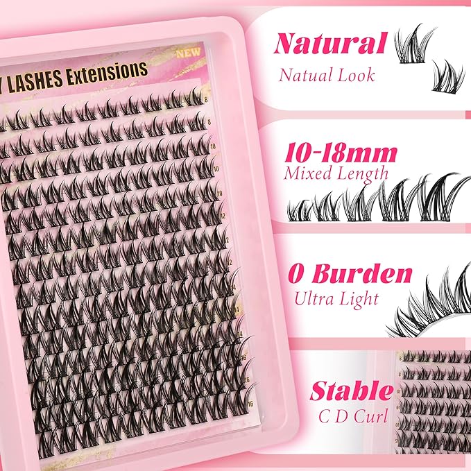 Gmagictobo Lash Clusters Manga Lash Clusters Kit Wispy Lash Extension Kit Natural Fairy Eyelash Clusters Spiky Lash Cluster Glue Lash Tweezers